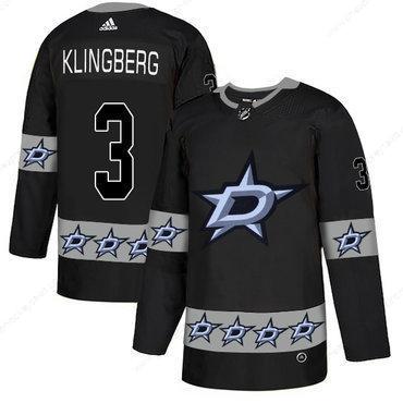 Men’s Dallas Stars #3 John Klingberg Black Team Logos Fashion Adidas Jersey