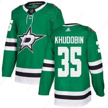 Men’s Dallas Stars #35 Anton Khudobin Green Stitched NHL Jersey