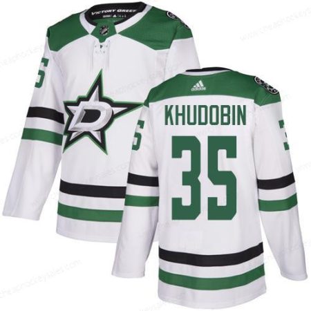 Men’s Dallas Stars #35 Anton Khudobin White Stitched NHL Jersey