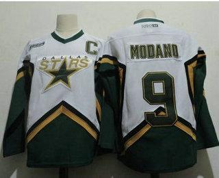 Men’s Dallas Stars #9 Mike Modano 2005 White CCM Throwback Stitched Vintage Hockey Jersey