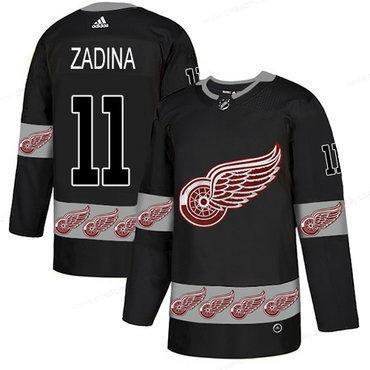 Men’s Detroit Red Wings #11 Filip Zadina Authentic Adidas Team Logo Fashion Black Jersey