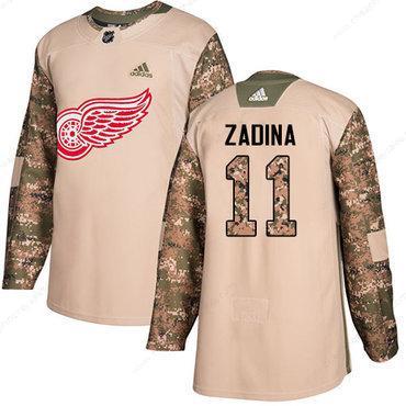 Men’s Detroit Red Wings #11 Filip Zadina Authentic Adidas Veterans Day Practice Camo Jersey