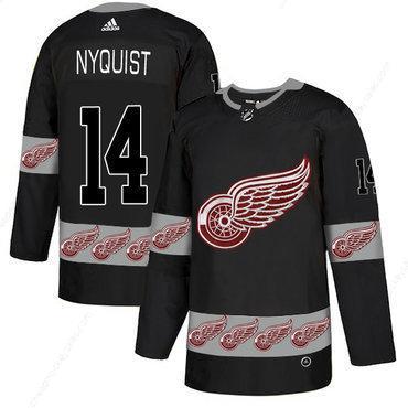 Men’s Detroit Red Wings #14 Gustav Nyquist Black Team Logos Fashion Adidas Jersey