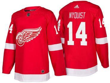 Men’s Detroit Red Wings #14 Gustav Nyquist Red Home 2017-2018 Adidas Hockey Stitched NHL Jersey