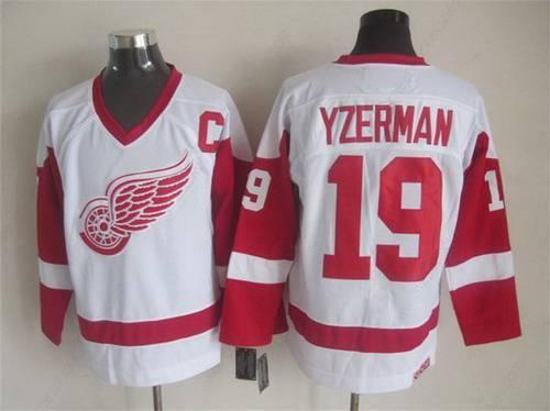 Men’s Detroit Red Wings #19 Steve Yzerman White CCM Vintage Throwback Jersey