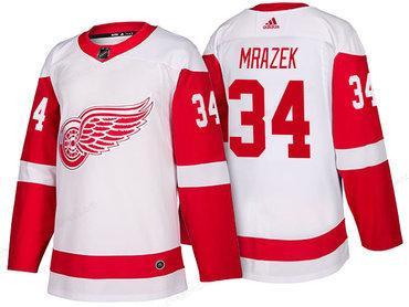 Men’s Detroit Red Wings #34 Petr Mrazek White 2017-2018 Adidas Hockey Stitched NHL Jersey