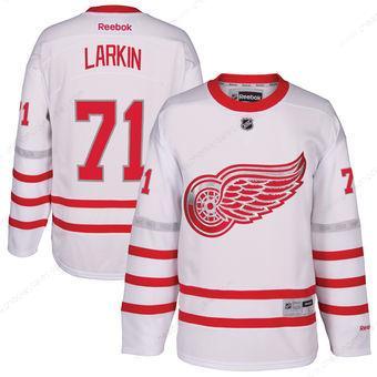 Men’s Detroit Red Wings #71 Dylan Larkin Reebok White 2017 Centennial Classic Premier Player Jersey