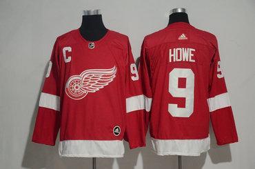 Men’s Detroit Red Wings #9 Gordie Howe Red Home 2017-2018 Adidas Hockey Stitched NHL Jersey