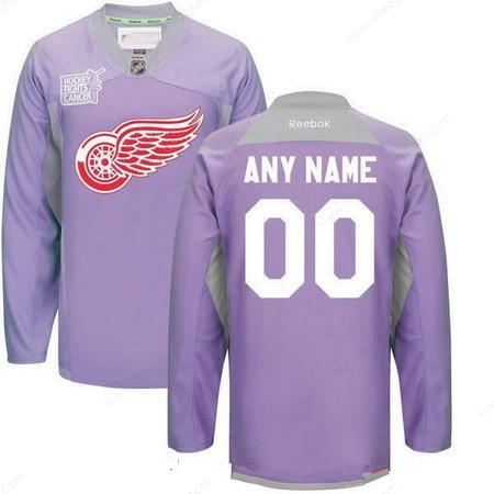 Men’s Detroit Red Wings Purple Pink Custom Reebok Hockey Fights Cancer Practice Jersey