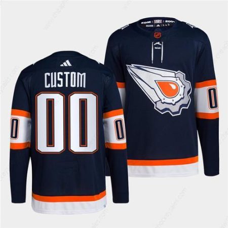 Men’s Edmonton Oilers Custom Navy 2022-23 Reverse Retro Stitched Jersey