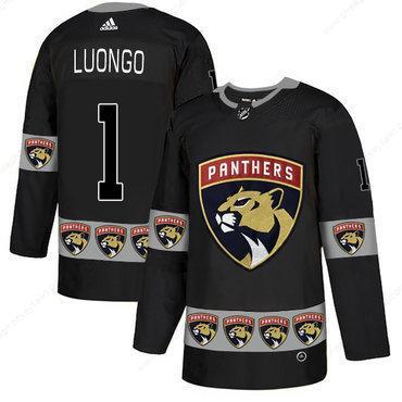 Men’s Florida Panthers #1 Roberto Luongo Black Team Logos Fashion Adidas Jersey