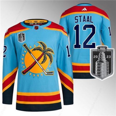 Men’s Florida Panthers #12 Eric Staal Blue 2023 Stanley Cup Final Reverse Retro Stitched Jersey