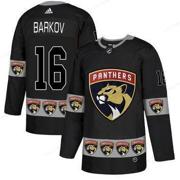 Men’s Florida Panthers #16 Aleksander Barkov Black Team Logos Fashion Adidas Jersey