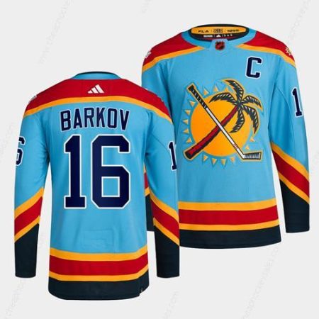 Men’s Florida Panthers #16 Aleksander Barkov Blue 2022 Reverse Retro Stitched Jersey