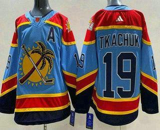 Men’s Florida Panthers #19 Matthew Tkachuk Blue 2022 Reverse Retro Authentic Jersey