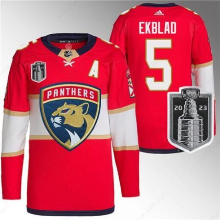 Men’s Florida Panthers #5 Aaron Ekblad Red 2023 Stanley Cup Final Stitched Jersey