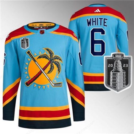 Men’s Florida Panthers #6 Colin White Blue 2023 Stanley Cup Final Reverse Retro Stitched Jersey