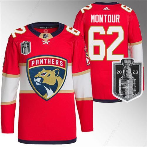 Men’s Florida Panthers #62 Brandon Montour Red 2023 Stanley Cup Final Stitched Jersey