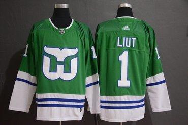 Men’s Hartford Whalers #1 Mike Liut Green Adidas Jersey