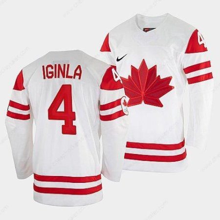 Men’s Jarome Iginla Canada Hockey White 2022 Winter Olympic #4 Salt Lake City Jersey