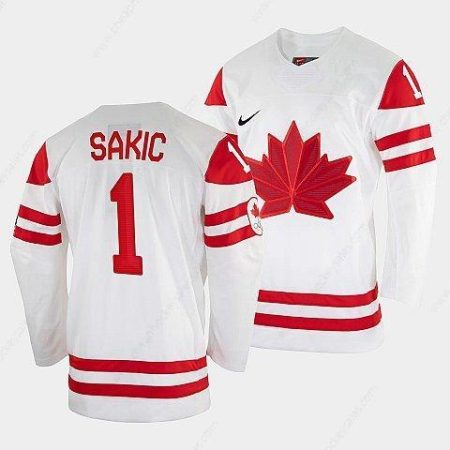 Men’s Joe Sakic Canada Hockey White 2022 Winter Olympic #1 Salt Lake City Jersey