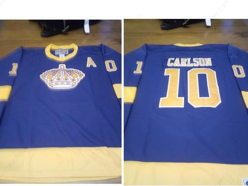 Men’s Los Angeles Kings #10 Carlson Purple Yellow CCM Throwback Jersey