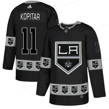 Men’s Los Angeles Kings #11 Anze Kopitar Black Team Logos Fashion Adidas Jersey