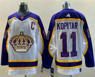 Men’s Los Angeles Kings #11 Anze Kopitar White 2022 Reverse Retro Stitched Jersey