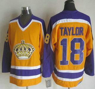 Men’s Los Angeles Kings #18 Dave Taylor 1980-81 Yellow CCM Vintage Throwback Jersey