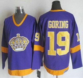 Men’s Los Angeles Kings #19 Butch Goring 1977-79 Purple CCM Vintage Throwback Jersey