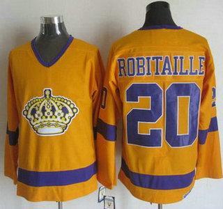 Men’s Los Angeles Kings #20 Luc Robitaille 1970-71 White CCM Vintage Throwback Jersey