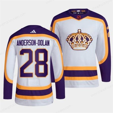 Men’s Los Angeles Kings #28 Jaret Anderson-Dolan White 2022 Reverse Retro Stitched Jersey