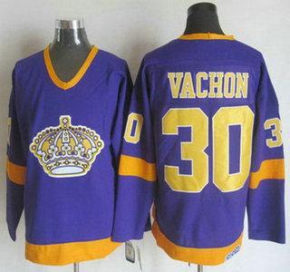 Men’s Los Angeles Kings #30 Rogie Vachon 1977-78 Purple CCM Vintage Throwback Jersey