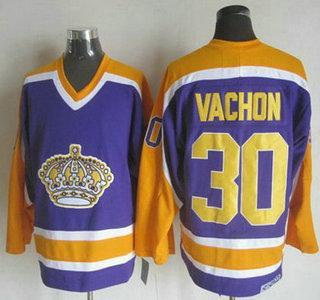 Men’s Los Angeles Kings #30 Rogie Vachon 1980-81 Purple CCM Vintage Throwback Jersey