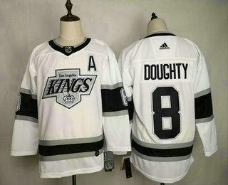 Men’s Los Angeles Kings #8 Drew Doughty White With A Patch Adidas Stitched NHL Jersey