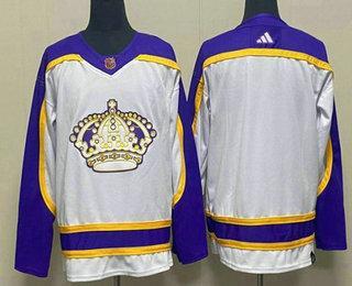 Men’s Los Angeles Kings Blank White 2022 Reverse Retro Stitched Jersey