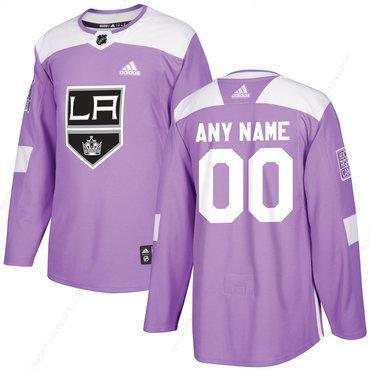 Men’s Los Angeles Kings Purple Pink Custom Adidas Hockey Fights Cancer Practice Jersey