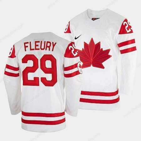 Men’s Marc-Andre Fleury Canada Hockey White 2022 Beijing Winter Olympic #29 Home Jersey