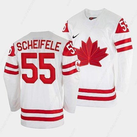 Men’s Mark Scheifele Canada Hockey White 2022 Beijing Winter Olympic #55 Home Jersey