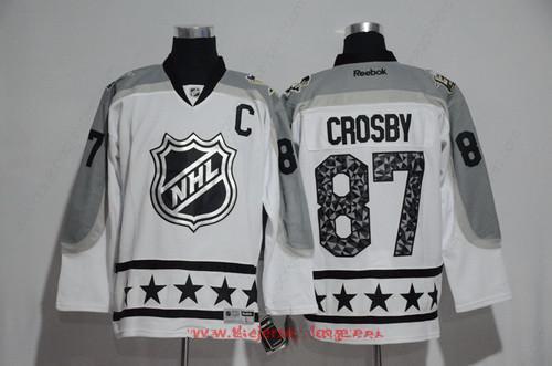 Men’s Metropolitan Division Pittsburgh Penguins #87 Sidney Crosby Reebok White 2017 NHL All-Star Stitched Ice Hockey Jersey