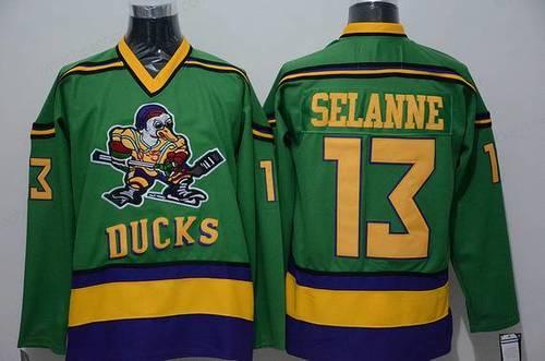 Men’s Mighty Ducks Of Anaheim #13 Teemu Selanne 1991-92 Green CCM Vintage Throwback Jersey