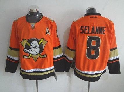 Men’s Mighty Ducks Of Anaheim #8 Teemu Reebok 2015 Orange Alternate Premier Jersey