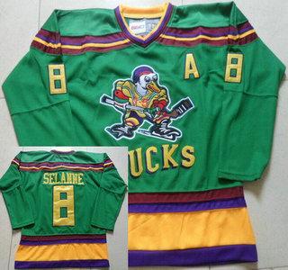 Men’s Mighty Ducks Of Anaheim #8 Teemu Selanne 1991-92 Green CCM Vintage Throwback Jersey