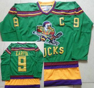 Men’s Mighty Ducks Of Anaheim #9 Paul Kariya 1991-92 Green CCM Vintage Throwback Jersey