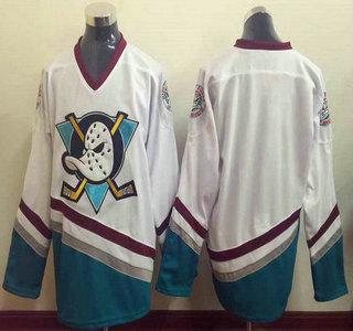 Men’s Mighty Ducks Of Anaheim Blank 1995-96 White CCM Vintage Throwback Jersey