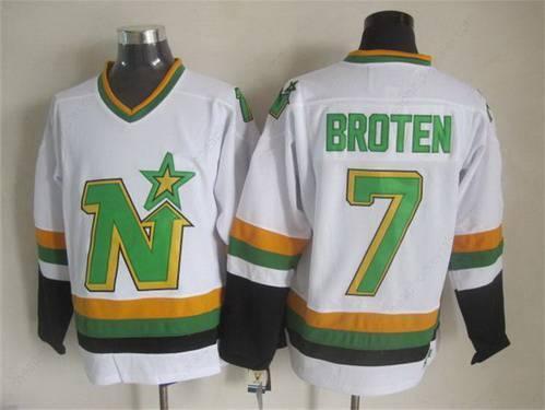 Men’s Minnesota North Stars #7 Neal Broten 1988-89 White CCM Vintage Throwback Jersey