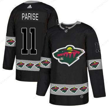 Men’s Minnesota Wild #11 Zach Parise Black Team Logos Fashion Adidas Jersey