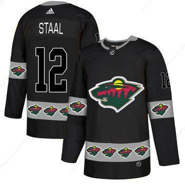 Men’s Minnesota Wild #12 Eric Staal Black Team Logos Fashion Adidas Jersey