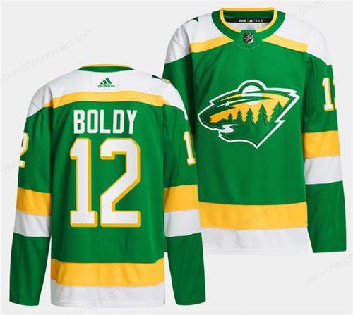 Men’s Minnesota Wild #12 Matthew Boldy Green 2023-24 Stitched Jersey