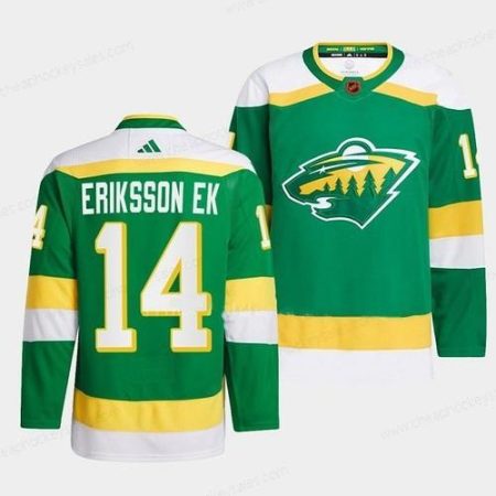 Men’s Minnesota Wild #14 Joel Eriksson Ek Green 2022-23 Reverse Retro Stitched Jersey